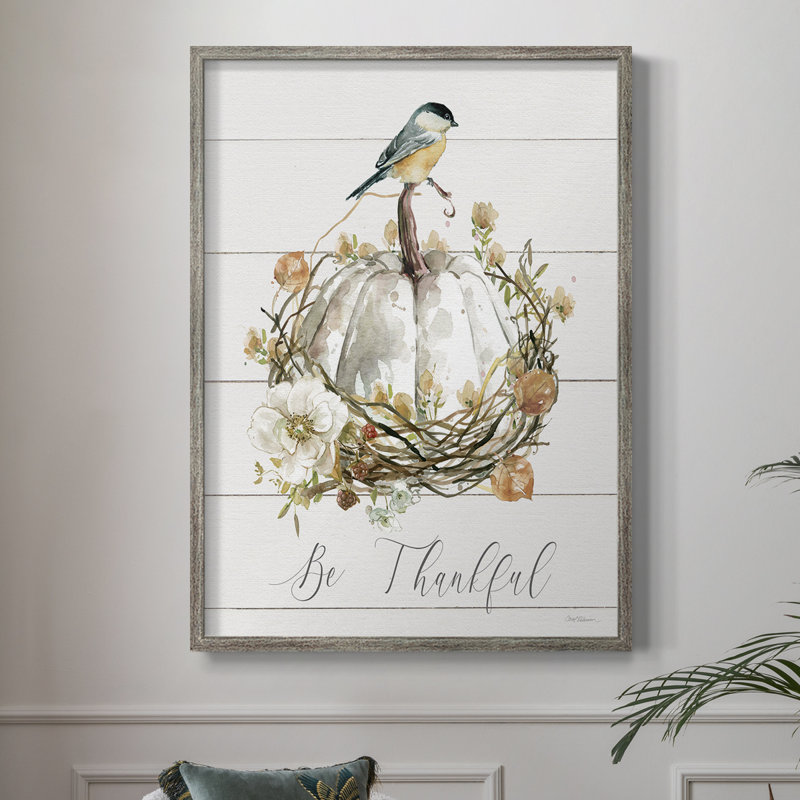 «Be Thankful Bird», reproduction encadrée - bois massif, H 21 po x l 17 po