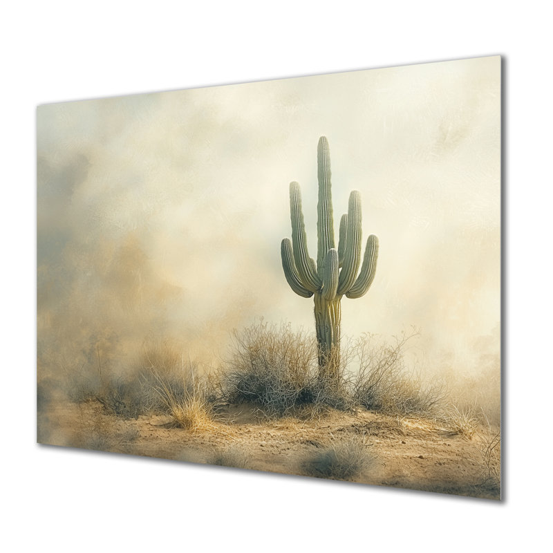 Cactus Sandstorm II - Cactus, décoration murale en métal, reproduction d'art traditionnelle en métal, H 16 po x l 32 po