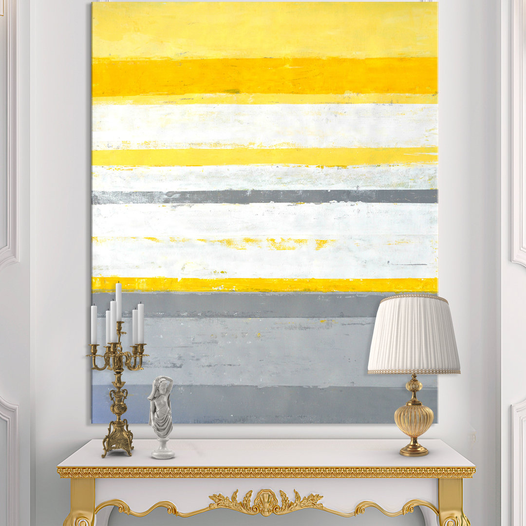 " Gray And Yellow Blue Abstract XIII " Painting Print East Urban Home 