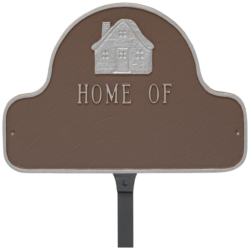 Home of Arch Address Sign Plaque with Lawn Stakes, Yes, Black/Gold