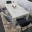 Dining Table and 6 Chairs Stone Grey Effect Wood Table 6 Black Grey Velvet Chairs Dining Room