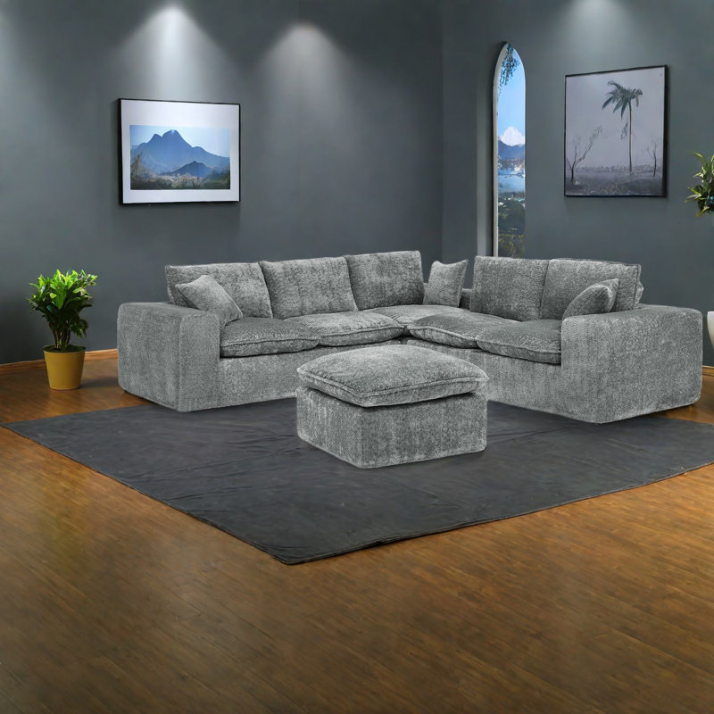 Canapé modulaire confortable en forme de L pour la maison, Gris