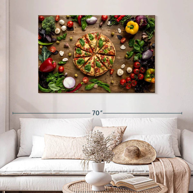 Tranches de pizza italienne sur toile, H 32 po x l 48 po x P 1,25 po
