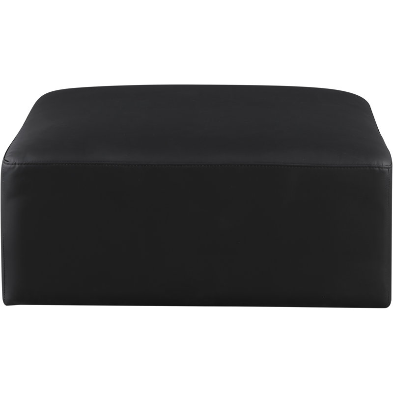 Iyonnie Upholstered Ottoman, Black Vegan Leather