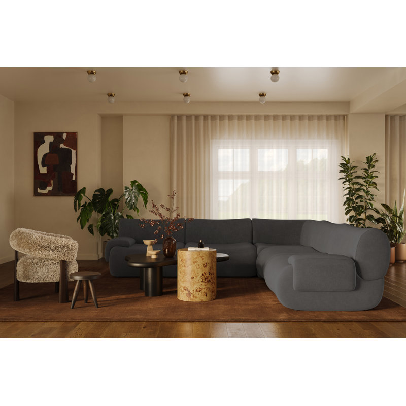 Canapé modulaire en tissu recyclé gris anthracite Zenith, Mélange de polyester gris