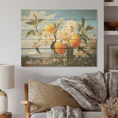 Sunny Plumeria Flowers Lemon Tree Dreams - Plumeria Wood Art On Natural Pine Wood
