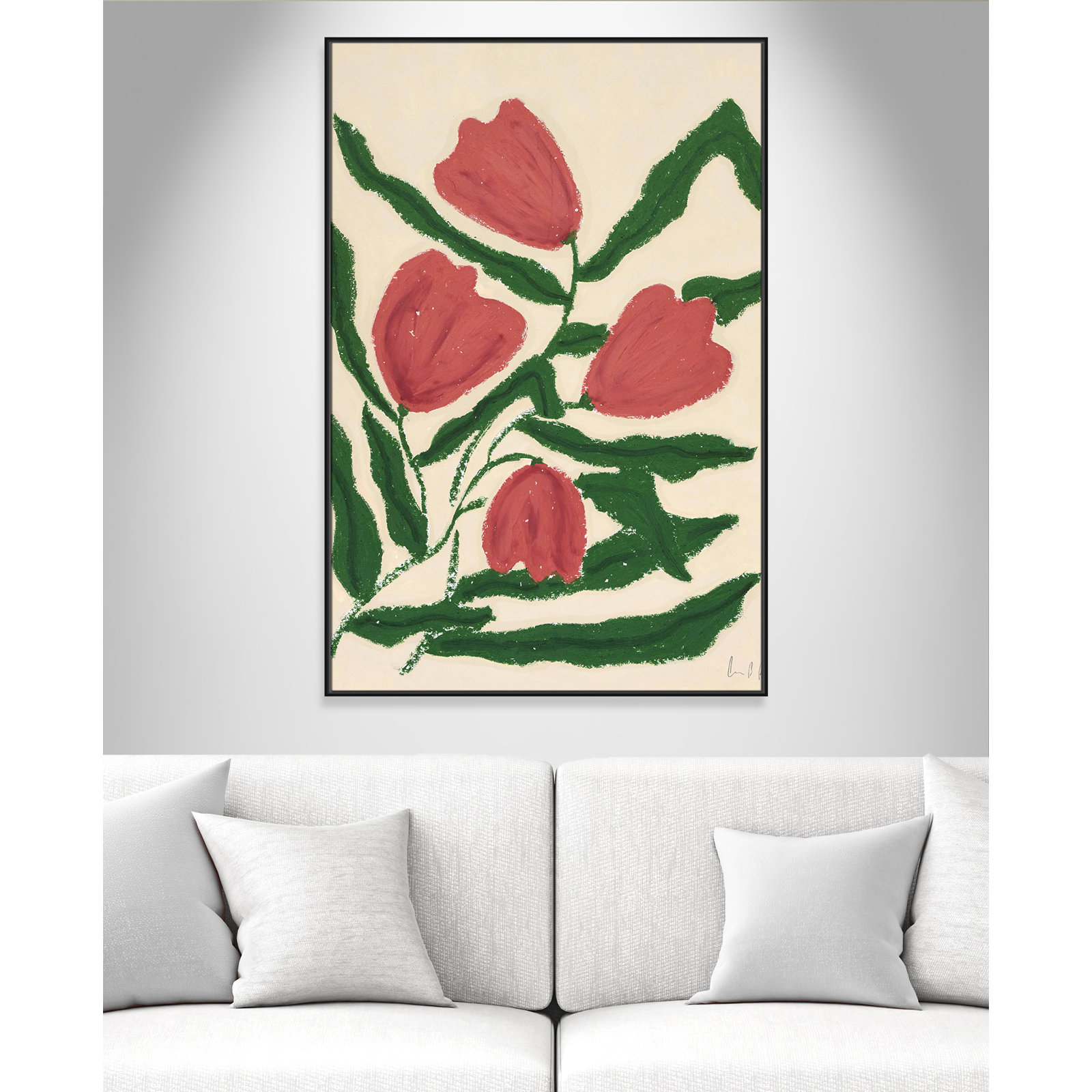 Colette "Red Tulips" Print by Camilla Bergqvist, 61.5" H x 41.5" W, Black