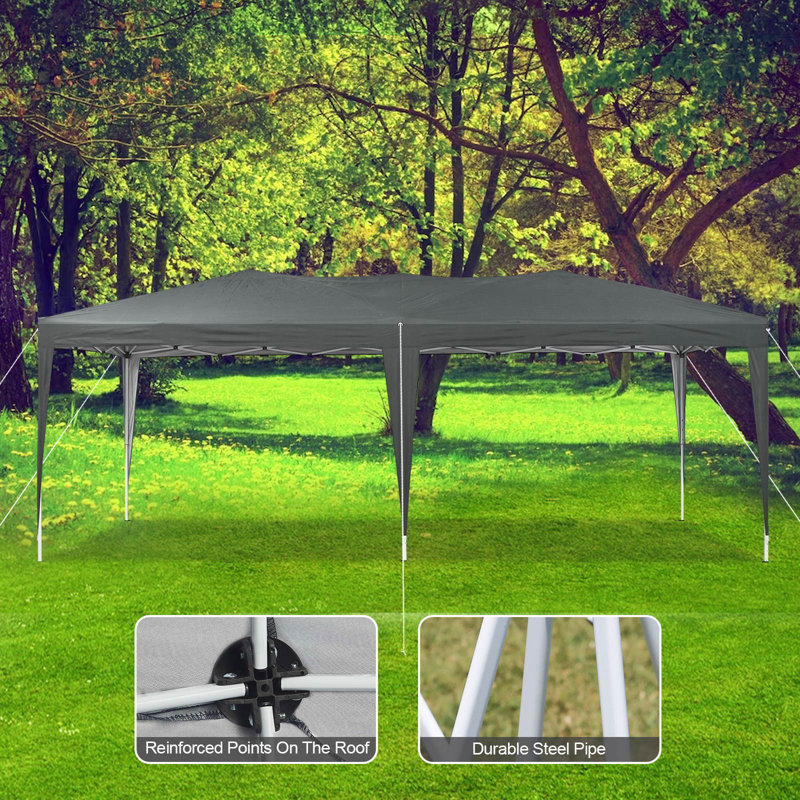 Azen 3m x 6m Metal Pop Up Gazebo, Grey