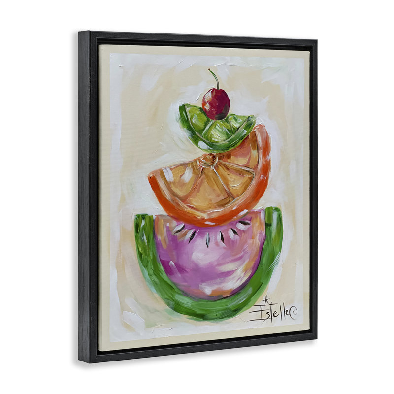  "Stacked Fruit Slices", art mural encadré par Estelle Grengs, Cadre flottant noir de jais, H 21 po x l 17 po