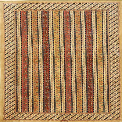 Tapis rayé doré / rouge