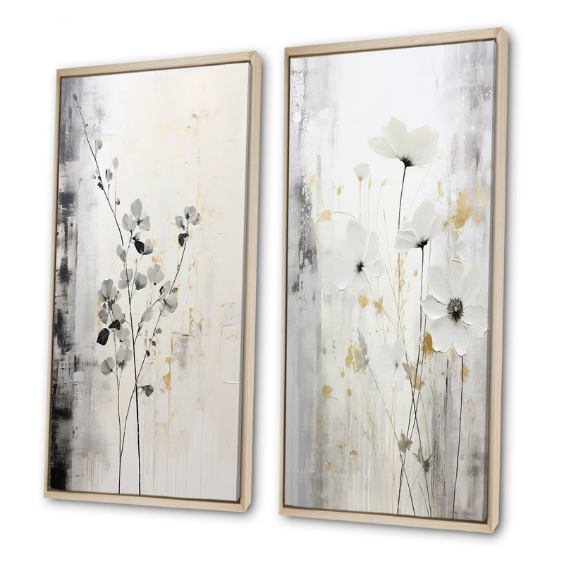 Ensemble de salon gris et blanc Herbal Minimal Harmony - Herbs Wall Art, H 40 po x l 41 po, Encadrement brun
