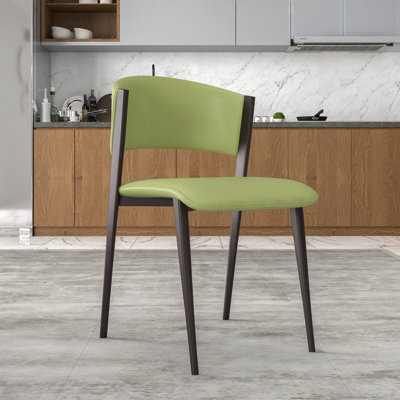 Chaise de salle à manger en cuir Ojani, chaise rembourrée de style Mid-Century moderne avec pieds en fer, chaise d'appoint confortable et imperméable pour la cuisine, le salon et le restaurant