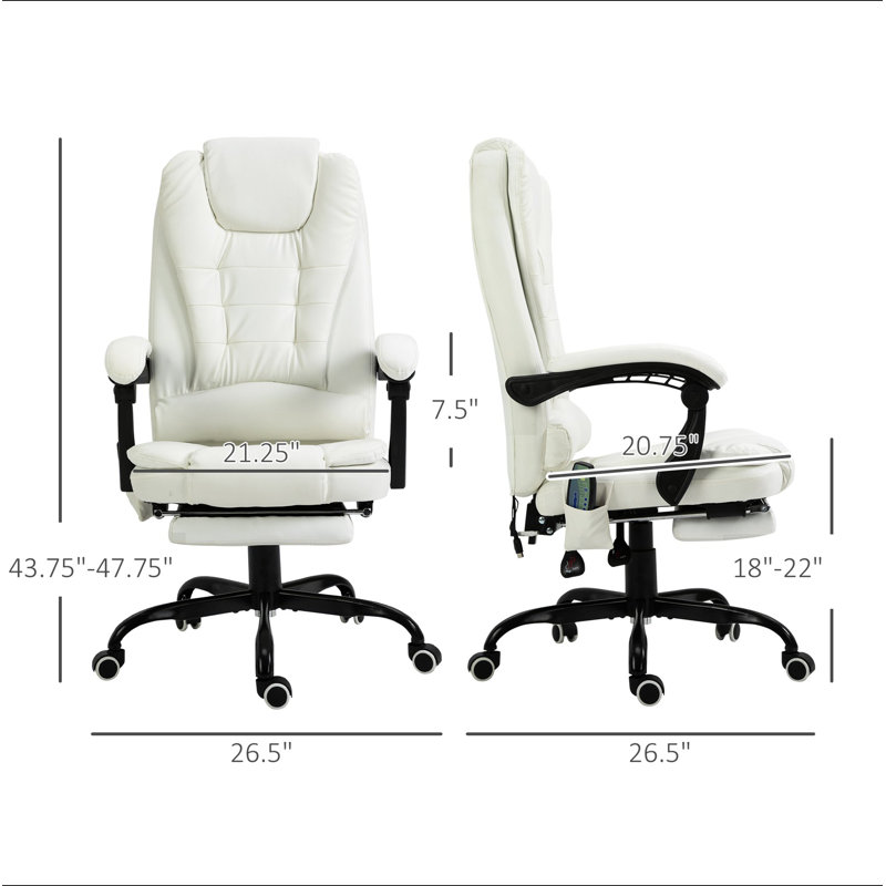 Fauteuil de massage vibrant à haut point 7 points Vinsetto, Blanc
