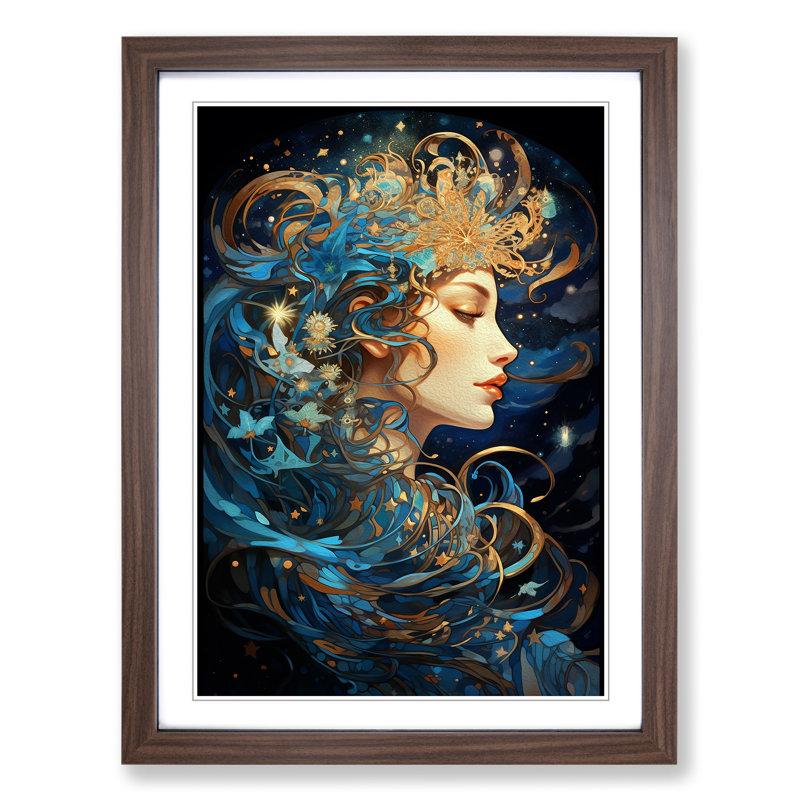 Single Picture Frame Print on Wood, Walnut Framed, 46cm H x 34cm W