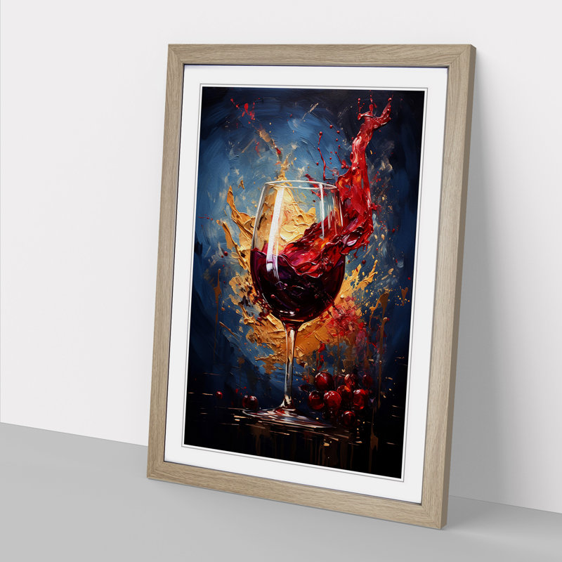 Wine Abstract - Framed Print, Oak, 64cm H x 46cm W x 2cm D
