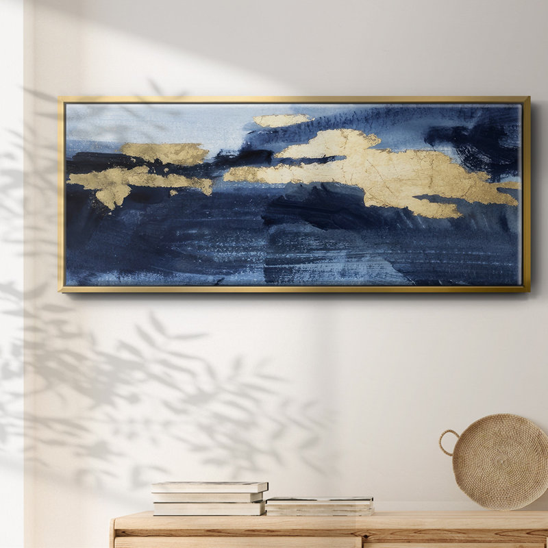 Gilded Indigo Sea II - toile encadrée, H 8 po x l 20 po