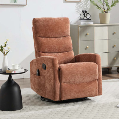 Chenille Heat Massage Manual Recliner Chair with Rocker and Swivel