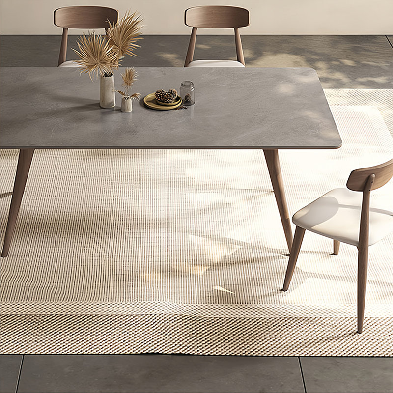 Sintered Stone Table White Ash Seating Set, 29.52"H x 78.74"L x 35.43"W