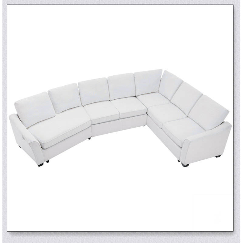 Canapé-lit modulaire de 129,5 po avec lit escamotable, canapé-lit en L avec port de chargement USB