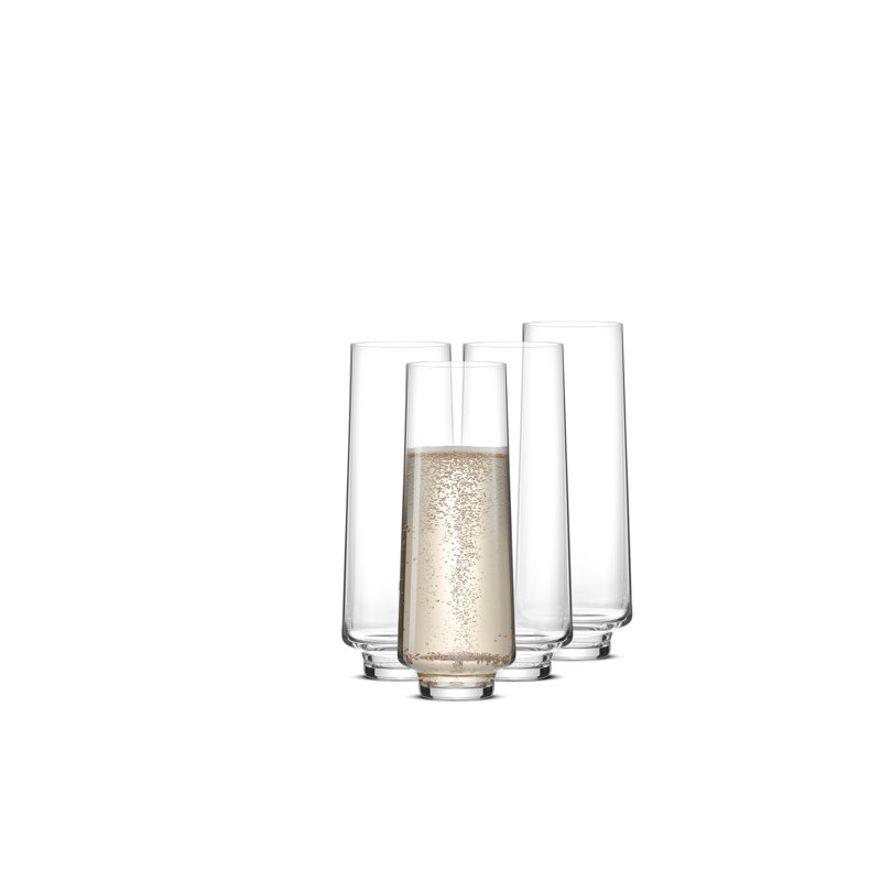 Sidney 9oz Stemless Flute, Set of 4, Clear