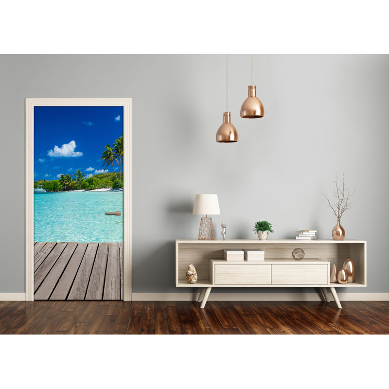 Tropical Beach Door Decal