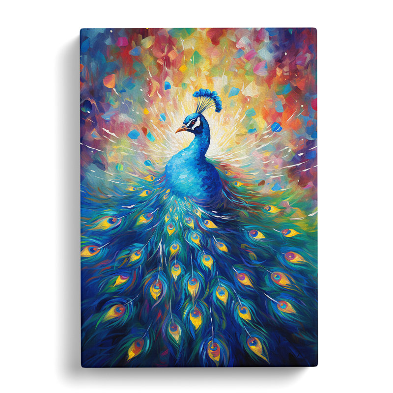 Peacock Impressionism - Wrapped Canvas, 76cm H x 50cm W x 3cm D