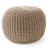  Casafield Round Pouf Ottoman, Cotton Knit Upholstered Footrest - Black-197445879-170917956
