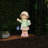 17"H Girl Holding Lantern Solar Statue with LED Lights
