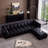 3 - Piece Leather Sectional Sofa,Modern L-Shaped Sectional Couch With Ottoman For Living Room-1995183332