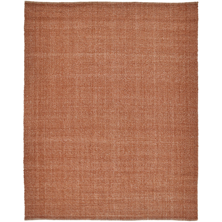 Rectangle Fleurette Solid Color Hand Loomed Polyester Area Rug in Orange