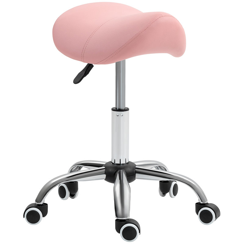 Carliyah Adjustable Height Lab Stool Wheels, Pink