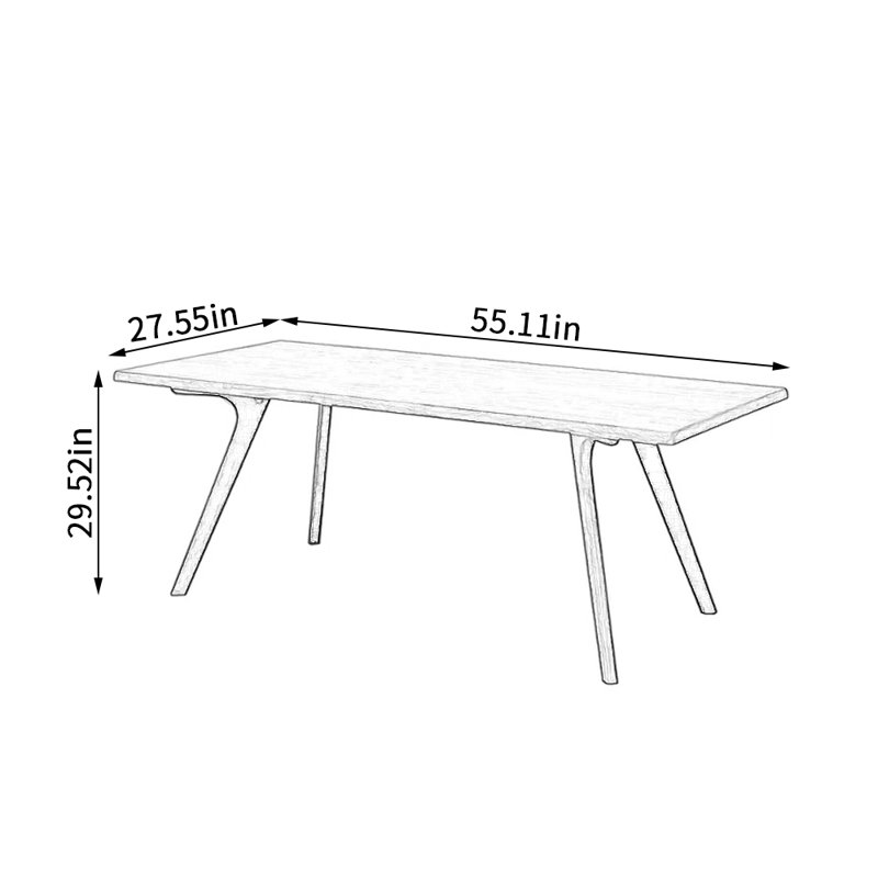 Maurat Ash Solid Wood Dining Table, 27.55" W x 55.11" L