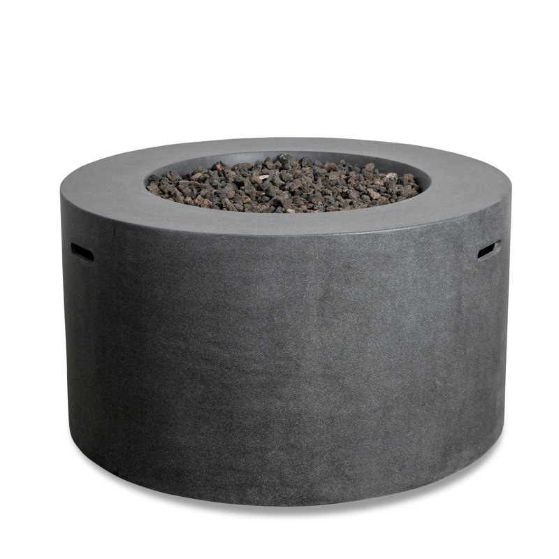 Mason 42" Round Concrete Propane Gas Fire Pit with Access Door , Dark Grey
