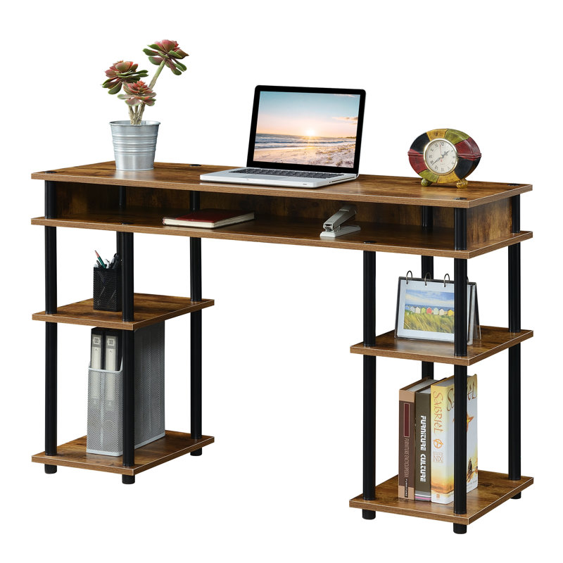 Bureau d'écriture avec tablettes sans outils Edwin, Bois de grange / poteaux noirs