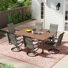 Table rectangulaire d'extérieur de 63 po x L 37,8 po avec 6 chaises pivotantes - Ensemble de salle à manger de patio durable pour recevoir à l'extérieur