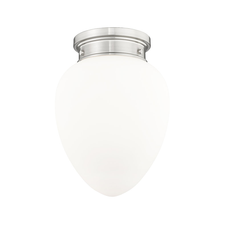Jevone Glass Flush Mount, Brushed Nickel, 13.5" H x 10" W x 10" D