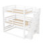 Lit superposé triple pleine grandeur avec escalier de rangement, conception séparée, blanc-1117583221