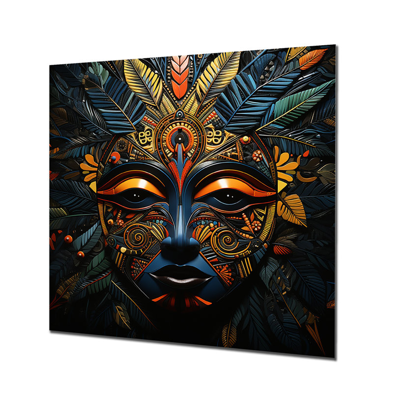 Jungle Mask Serengeti Spirits - Art mural en métal Jungle, H 29 po x l 29 po