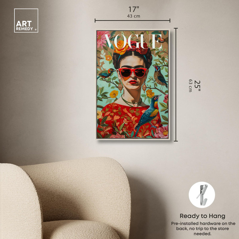 «Birds and Icon», toile par Art Remedy, H 25 po x l 17 po, Cadre flottant, Argent argent