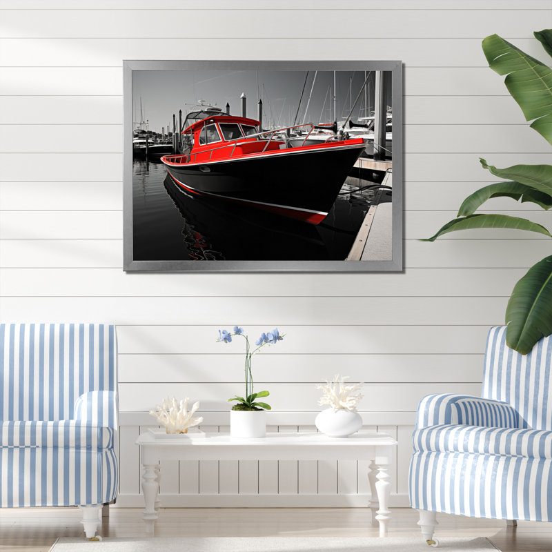 Port Harbor Shadows II sur impression sur toile, Cadre photo argenté, H 30 po x l 40 po x P 1,5 po