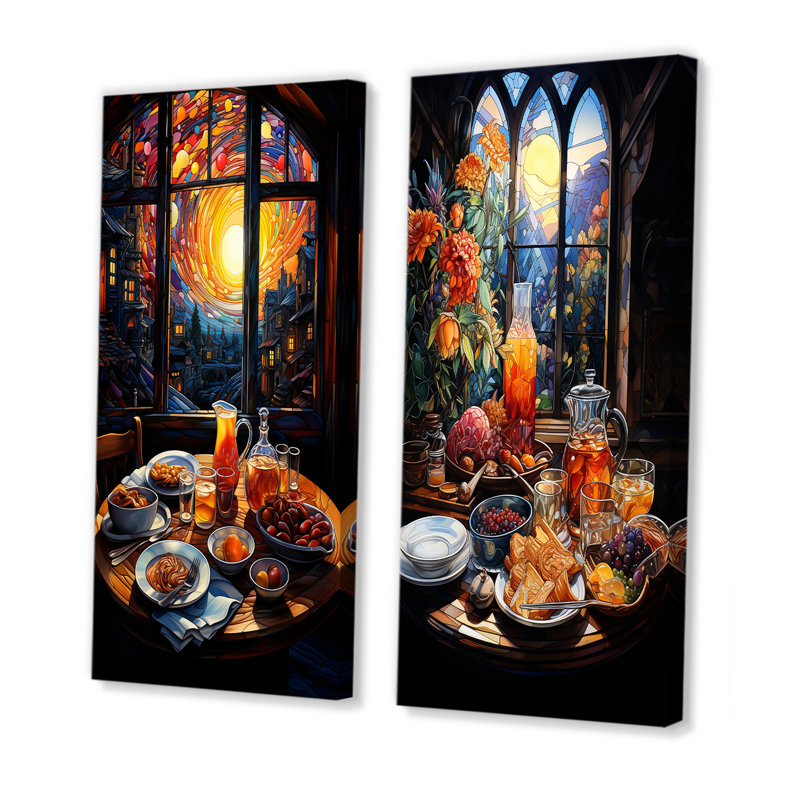 Petit déjeuner fusion - ensemble d'art mural sur toile Petit déjeuner, H 28 po x l 25 po, Toile tendue