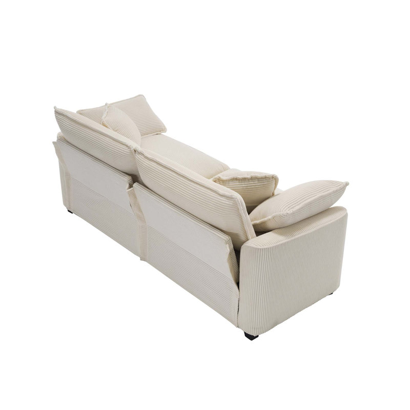 Canapé Bequette, Velours côtelé beige, H 34 po x l 80,31 po x P 34,5 po, 2