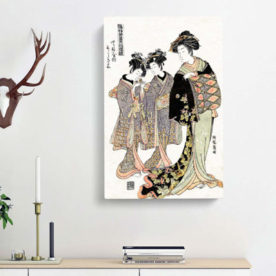 Courtesan Nishikigi by Isoda Koryusai - Wrapped Canvas