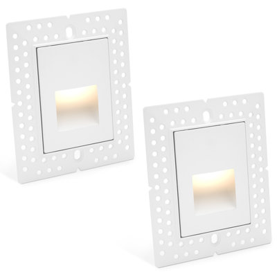 Escabeaux verticaux à DEL sans garniture LUXRITE, 5CCT 2700K / 3000K / 3500K / 4000K / 5000K, 3W, 90LM, CRI90, à intensité variable, faisceau 110 °, escalier 120V, IP65, éclairage intérieur / extérieur, homologué ETL, blanc (paquet de 2)