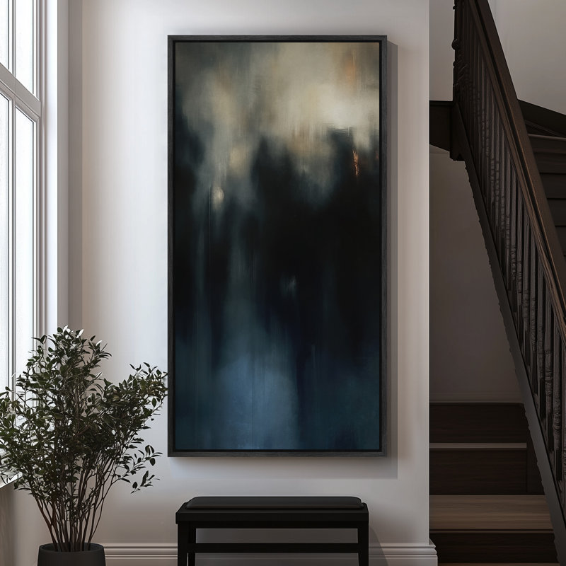 Horizon profond avec des tons brumeux foncés - grande impression sur toile encadrée de la chambre principale, Noir