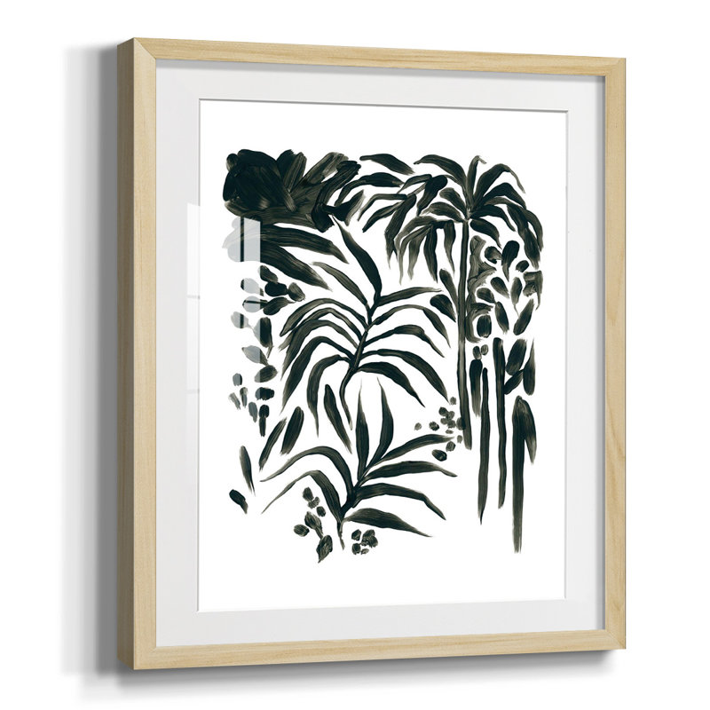 Motif de formes de feuilles II, White, Natural Framed Paper, H 20 po x l 16 po