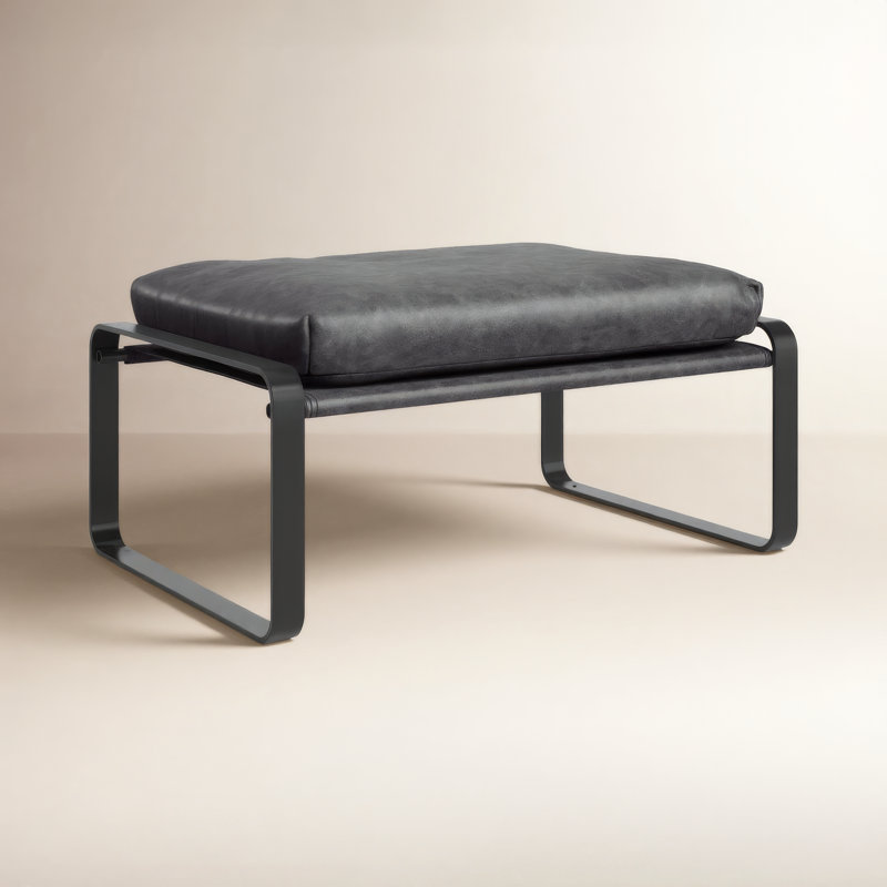 Repose-pieds en cuir véritable Greenlee, Cuir véritable noir