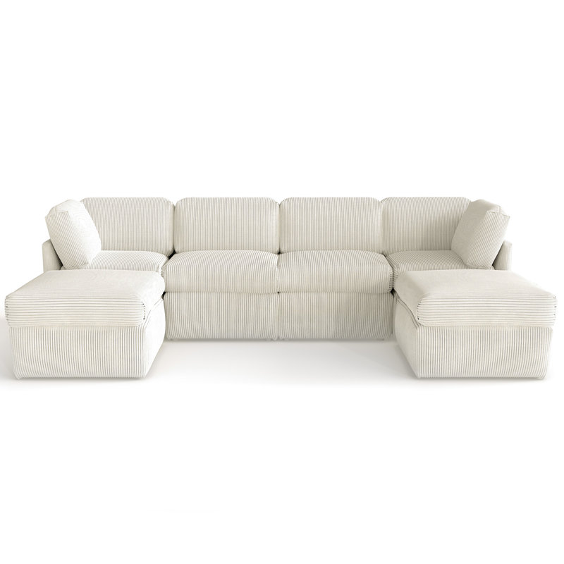 Canapé modulaire réversible en velours côtelé de 130,7 po Joko, Velours côtelé beige
