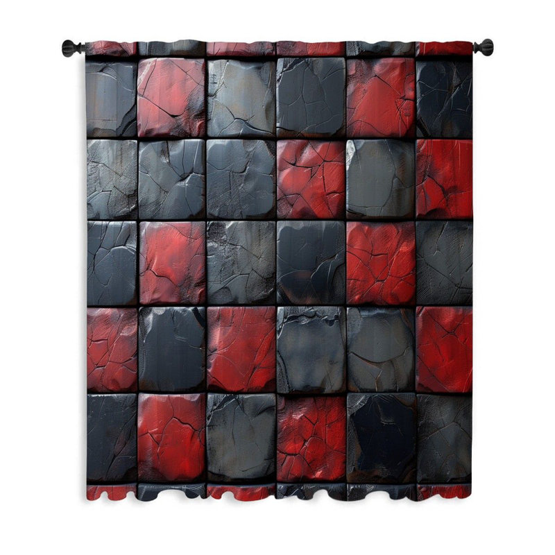 Leather Tiles Window Curtains, Pattern Blockout & Sheer Curtains - 1 Panel, 50" W x 84" L