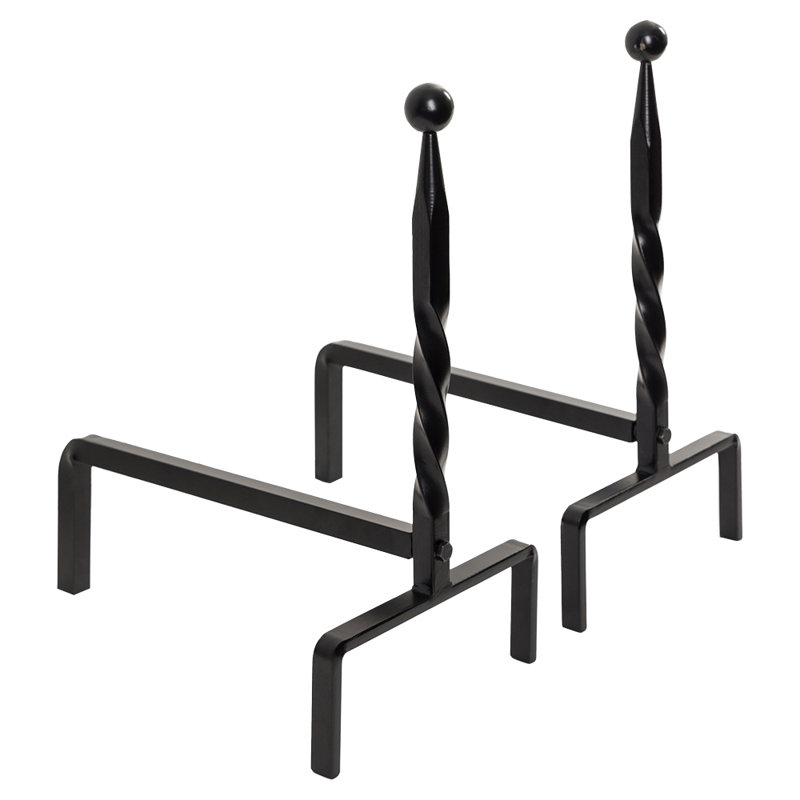 Bowmore Andirons in Black - Set of 2 Andirons - Steel Construction, Durable and Fire Resistant